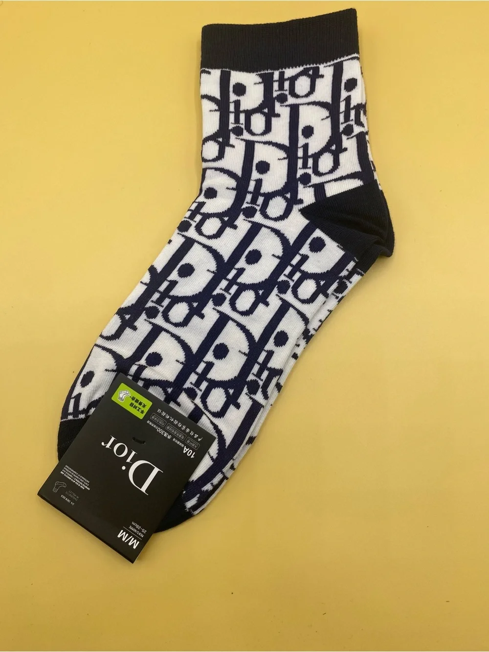 Dior Men’s Assorted Logo Crew Socks - Navy, Black & White with Red Trim